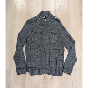 Mens Rock & Republic Gray Long Sleeve Full Zip Up 4 Pocket Sweater Jacket Size S